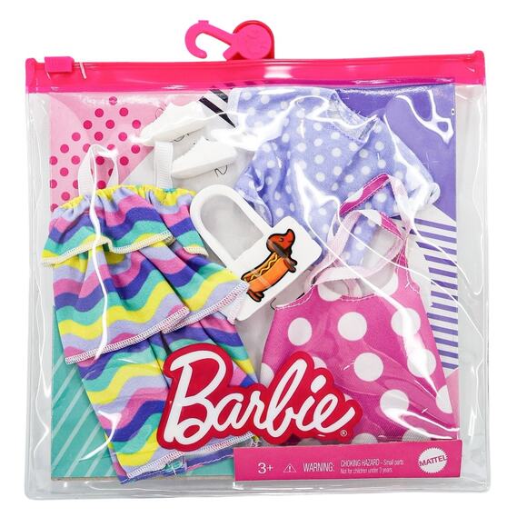 Mattel Barbie 2x Fashion Packs Summer Outfits Accessories Polka Dot Ruffles - Picture 2 of 5